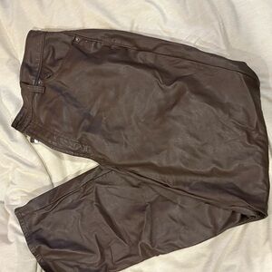 Old Navy Faux Leather Boot-Cut Pants in Brown